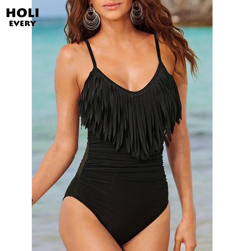 

Large Size Plus Size One piece Swimsuit Women 2019 Female Swimwear Tassel Big Stroj 1 Bathing Suit Ba Lady Fat Swim Wear Badpak, As pic