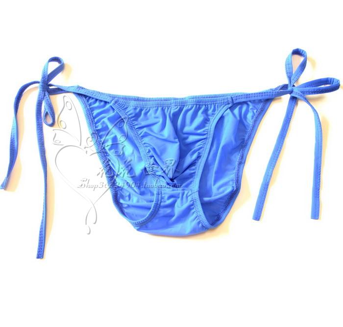 

Men's sexy ice silk transparent pouch briefs panties mens breathable pants bandage bikini swimwear underwear plus size, Black