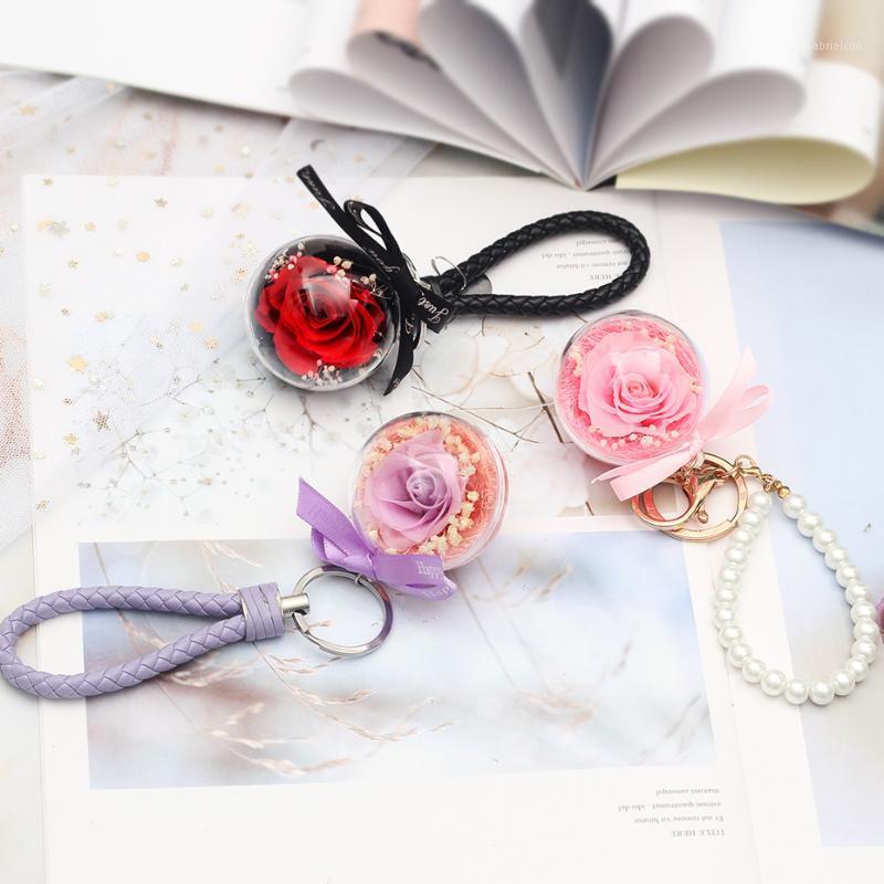 

Eternal Rose birthday flowers girlfriend Gift Present Christmas flowers Gift, rose flower gift round key ring immortal1, 02