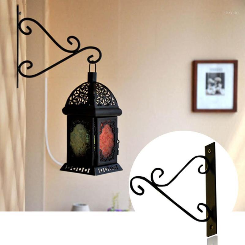 

European Style Iron White Black Iron Painting Storm Lantern Candlestick Hook Outdoor Balcony Plant Flower Decorative Hooks1
