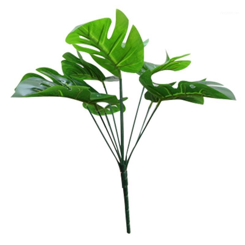 

9 Heads Landscaping Monstera Green Artificial Simulative Fake Leaves Small Potted Plants for Office Table Home Decor1, As pic