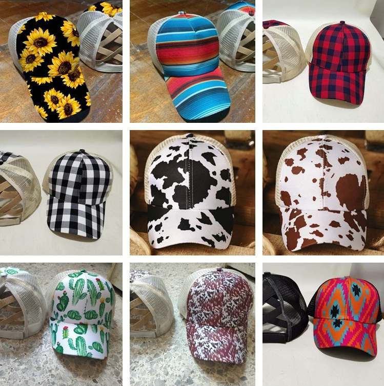 

Sunflower Criss Cross Ponytail Baseball Cap caps Plaid Cactus Mesh Hallow Out Snapback Hat hats High Messy Buns Trucker Ponycaps 2020, A1