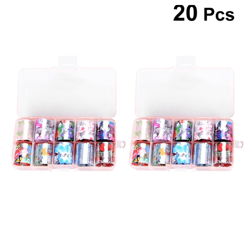 

20 Rolls Nail Foil Transfer Stickers Flowers Nail Decals DIY Art Supplies Manicure Decor for Women (#22 Spring Flowers, Picture 1