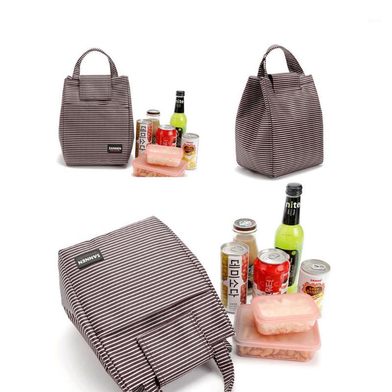 

Casual Striped Lunch Bag Box Women Tote Insulated Thermal Cooler Travel Work Student School Picnic Bag Bolsa Termica1, Red