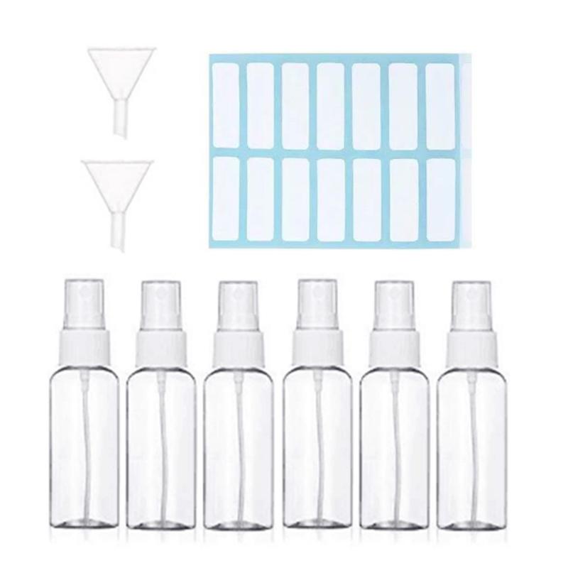 

6Pcs Water Bottle Empty Transparent Spray Bottles + 2Pcs Fast Filling Funnels Portable Travel (100ml White