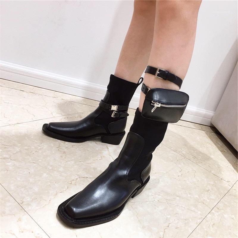 

Drop Shipping Women Spring Shoes Black rubber sole Boot Pu Leather and nylon combat Boots1