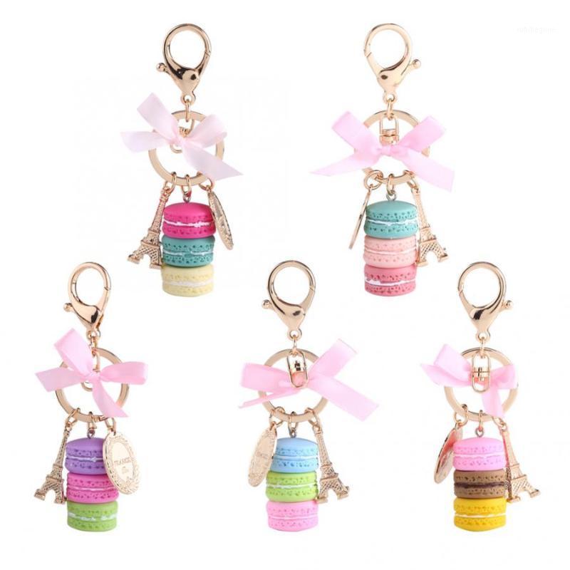 

Party Favors Keychain Colorful Cute Alloy Macaroon Tower Keychain Keyring Bag Pendant Car Charm Decoration1