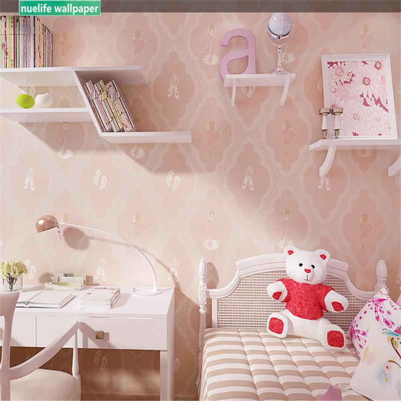

Cartoon pink ballet cute girl pattern non-woven wallpaper living room bedroom children's room kindergarten background wallpaper