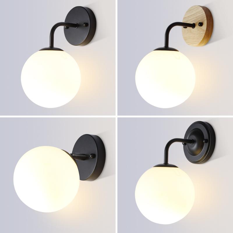 

Factory direct sales Modern Style E27 LED Wall Lamps Nordic Ball Wall Lights for Hallway Bedroom Bedside Lamp Sconc