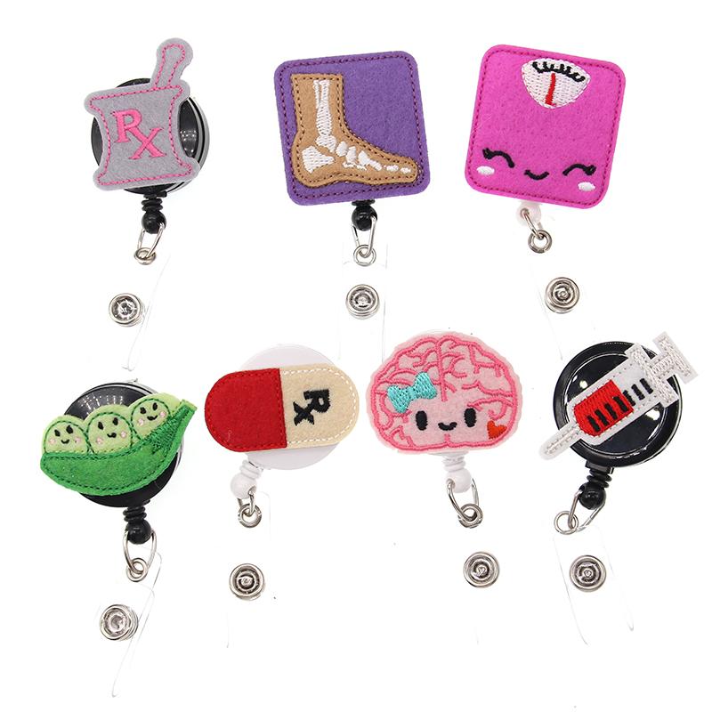 

Pins, Brooches 20pcs/lot Retractable Cartoon Image DIY For Gifts Card Badge Holder Pull Reel