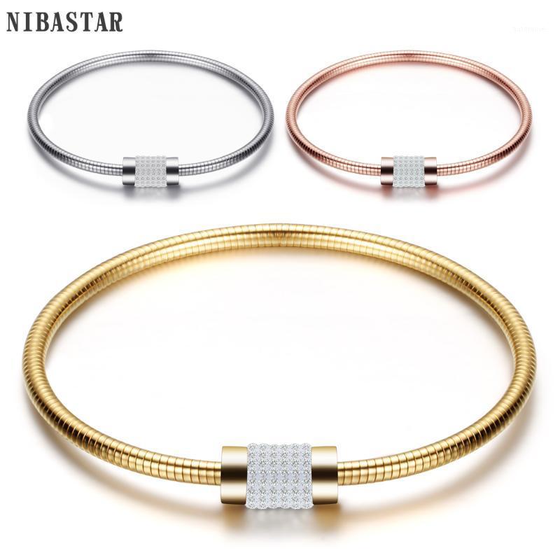 

Fashion Wedding Bangle Jewelry Crystal Magnet Clasp With Snake Chain 316L Stainless Steel Snake Chain Wedding Bangles1