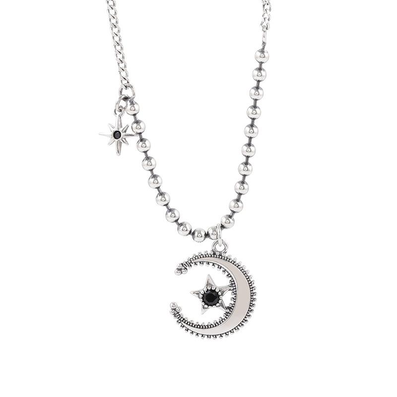 

luxury Star Moon Necklace women's hip hop minority design sense sweater chain short, versatile and sim