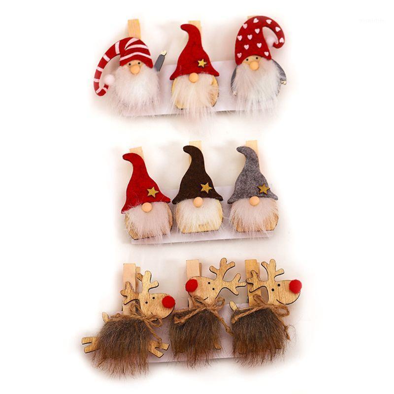 

9pcs Christmas Swedish Gnome Elk Decoration Wooden Clips DIY Photo Paper Clothes Postcard Clamps Craft1
