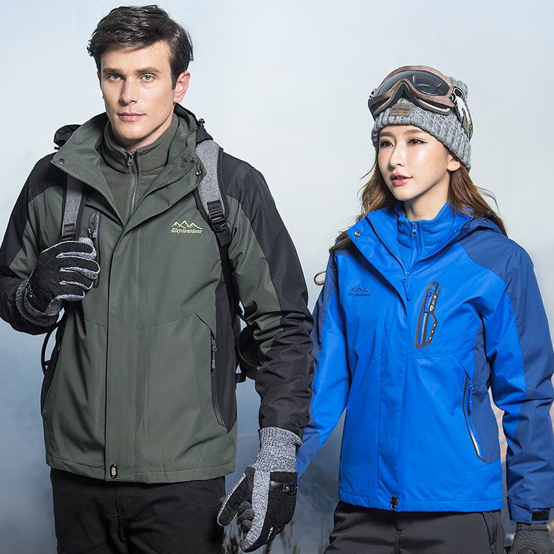 

3 In 1 Men Woman Outdoor Winter Waterproof Windbreaker Hiking Jackets Camping Softshell Outdoor Jacket Camping Hunting Coats, Men blue