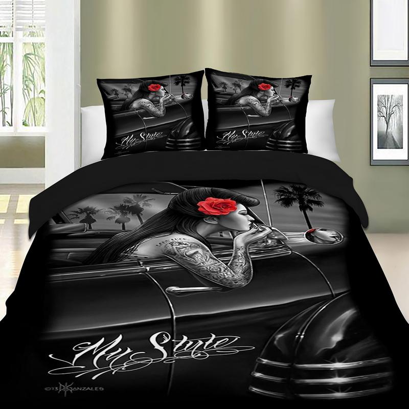 

Gothic Sexy Girl Bed Linen Adult Quilt Cover Set Bedding Set  Full Queen Super King Double Duvet Cover With Pillowcase, Colour as picture