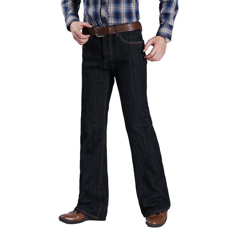 

2020 New Jeans Male Boot-Cut Thick Pants Trousers Flares High-Waist Winter Casual Men's Denim, Black