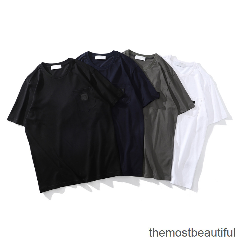 

Men's T-Shirts Summer leisure simple badge design high quality cotton short sleeve Fashion loose top solid color pocket CUZM, 1# packing bag
