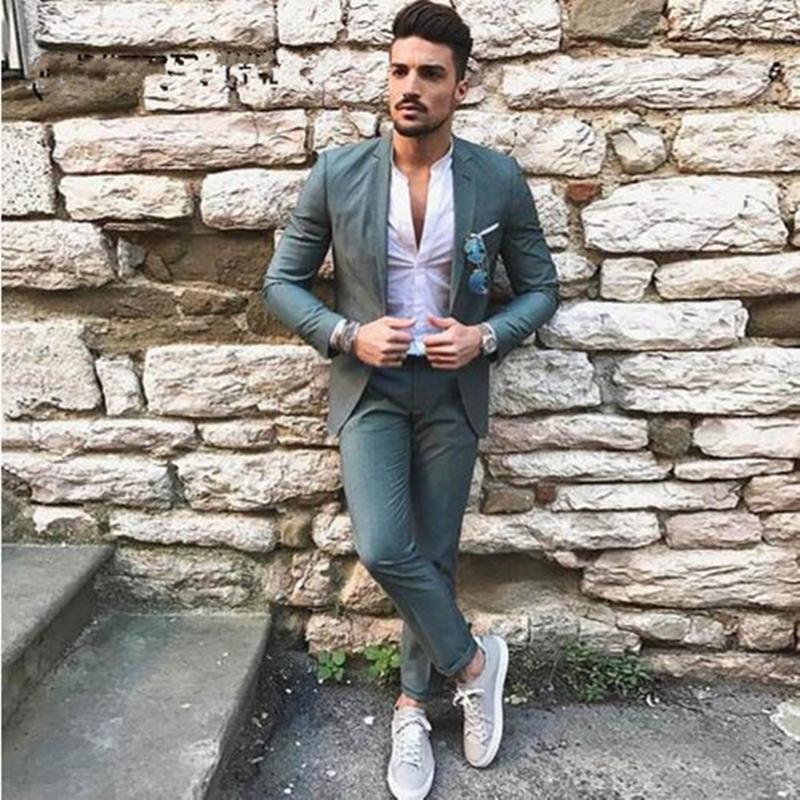

Latest Designers Green Men Suits for Wedding Slim Fit Groomsmen Tuxedos Handsome Groom Wedding Tuxedos Men Suits (jakcet+pant, Beige