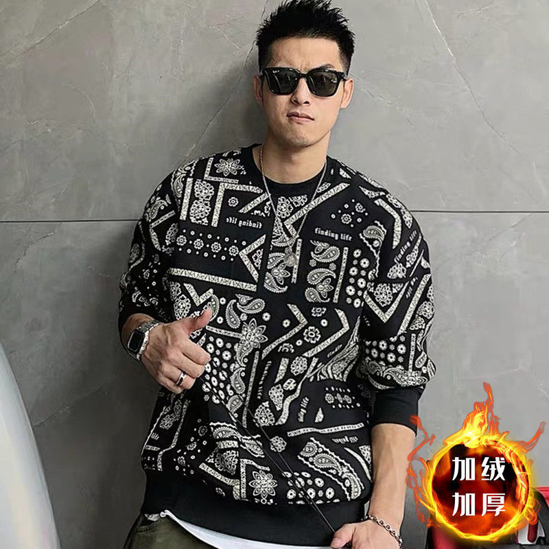 

2021 New Manner Cashew Flower Male Youth American Impression Top Mesh Sweater W5S6