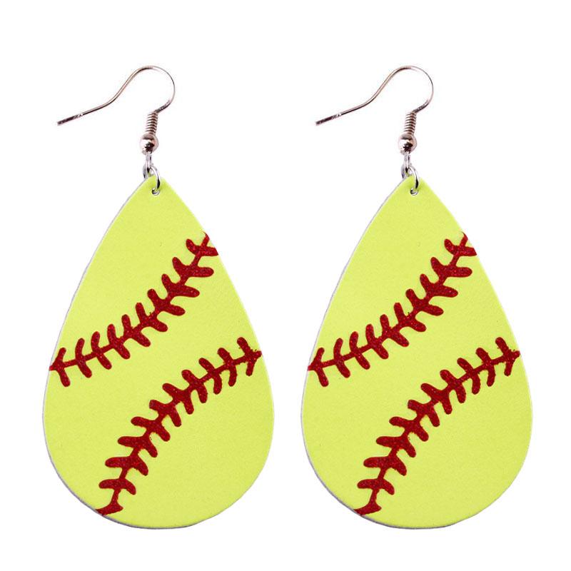 

2020 New Teardrop Genuine Leather Baseball Earrings for Women Fashion Softball Leather Earrings Sports Jewelry Wholesale