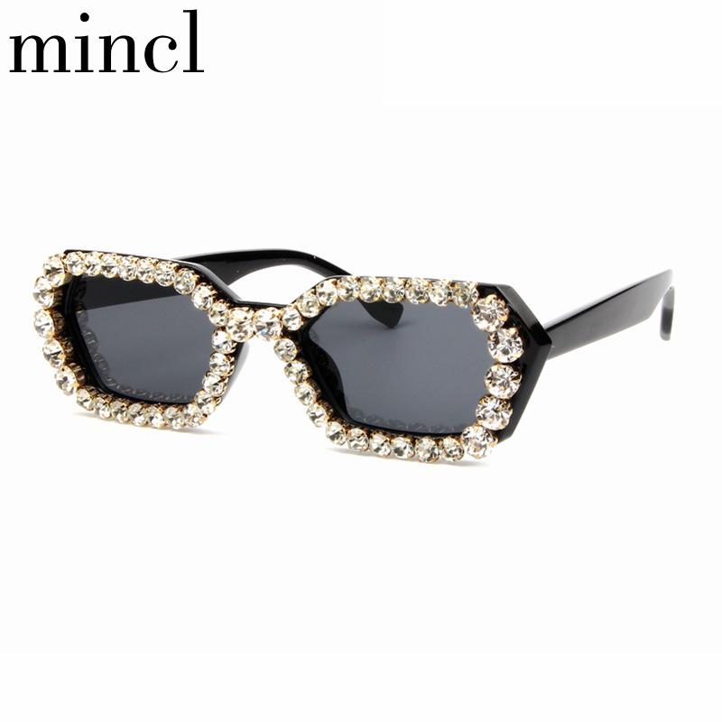 

New Arrival Women Rectangular Sunglasses Oversized Designer Bling Diamond Sun Glasses Shades UV400 NX