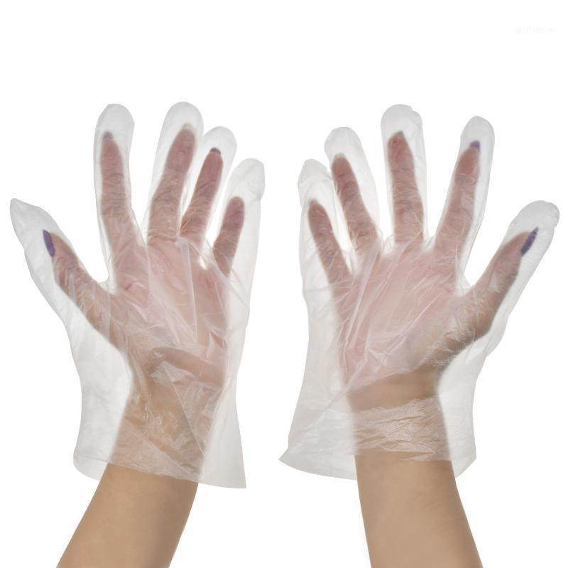 

Econ 100pcs Disposable Prep Gloves Plastic Grade Transparent Safe Gloves for Cooking Handling Kitchen BBQ ds991