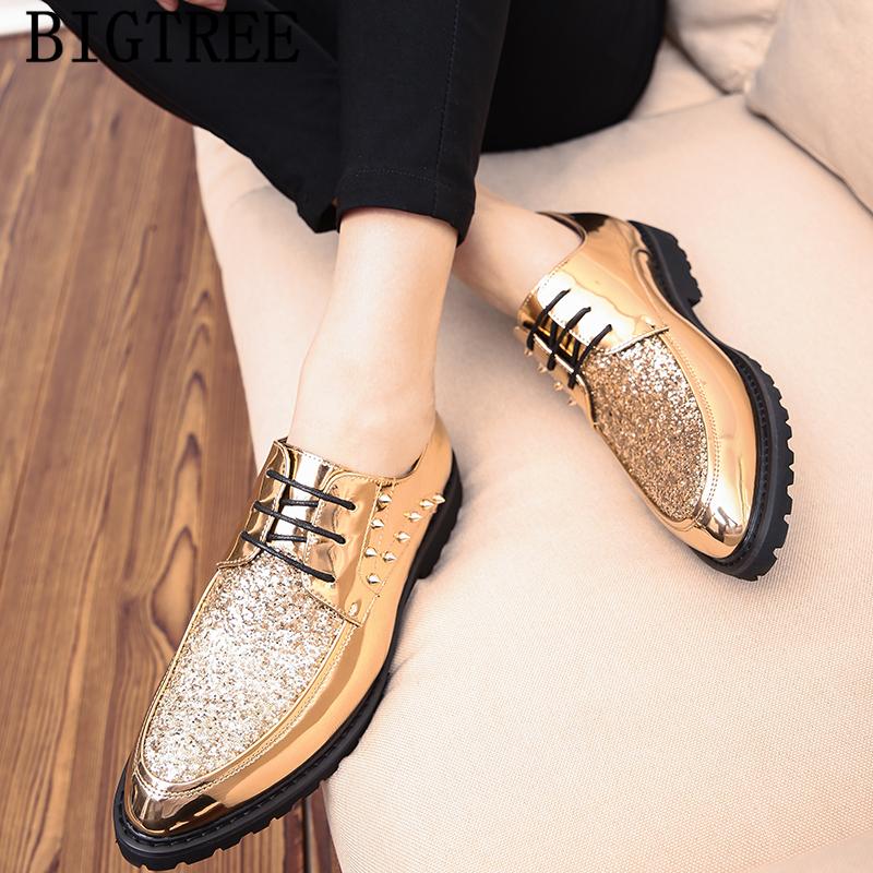 

Glitter Oxford Shoes for Men Coiffeur Italian Dress Gold Men Luxury Shoes Fashion Corporate for Formal Calzado Hombre, Black