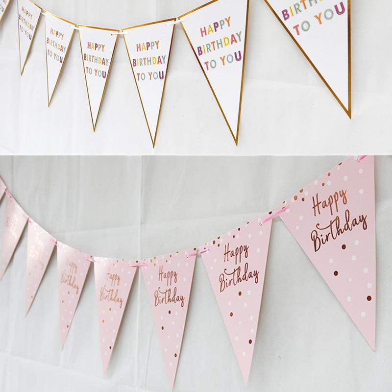 

Large Birthday Banner Happy Birthday Pennant 1st Party Decoration Supplies Paper Garland Bunting Banners