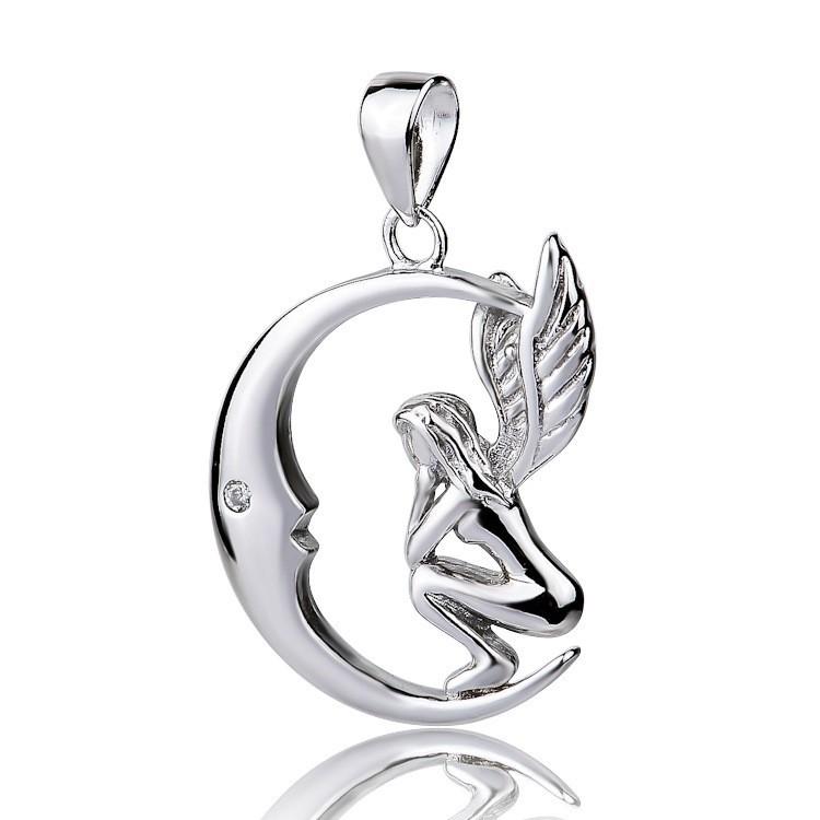 

Silver Color Jewelry Angel Pendant Necklace for Women Girls
