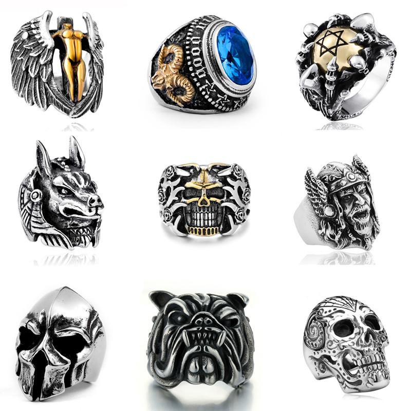 

FDLK Vintage Gothic Skull Rings Men Fashion Hip Hop Turkish Male Punk Rings Skeleton Steampunk Jewelry Gift
