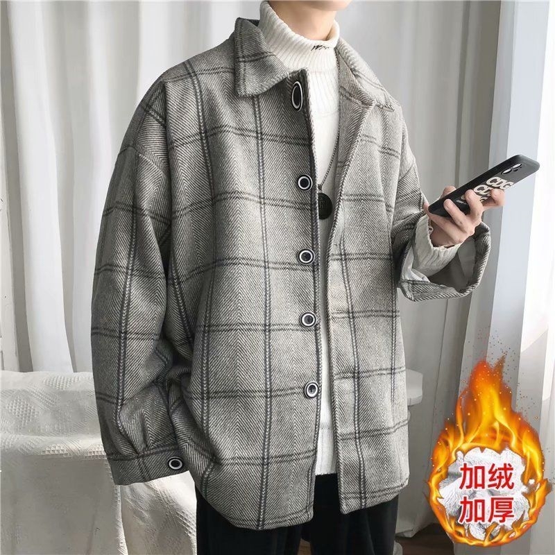 

2021 New Autumn Men Wool Coat Korean-style Jacket in Handsome Male Fashion Sell Warm Shipping Free FTKC PX05, Blue plus velvet.