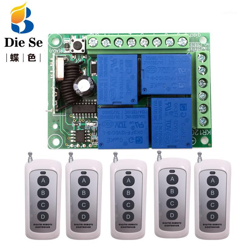 

433 MHz rf Remote Control DC 12V 10A 4CH Relay Receiver for universal garage/Curtain/Light/LED/Fanner/Signal transmission1