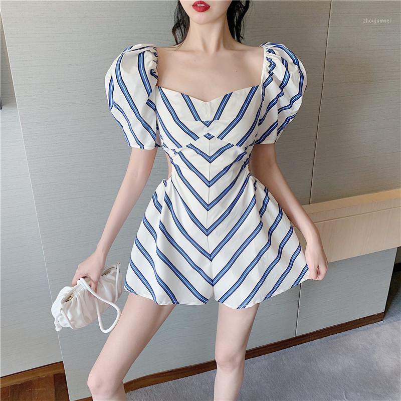 

Women' Jumpsuits & Rompers Summer Style Striped Thin All-match Jumpsuit Women Loose High Waist Casual Shorts Fashion Straight Wide Leg Pant, Photo color
