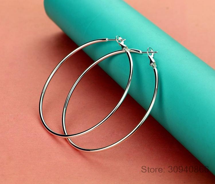 

Minimalist 925 Sterling Silver Large Hoop Earrings Female Big Round Circle Buckle Earrings Hoop Ear Rings for Ladies
