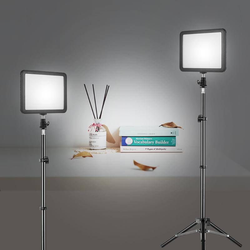 

Andoer Photography Light Kit with 2 * WY-160C LED Video Light Panel Fill-in Lamp Dimmable 3300K-5600K + Stands for YouTube