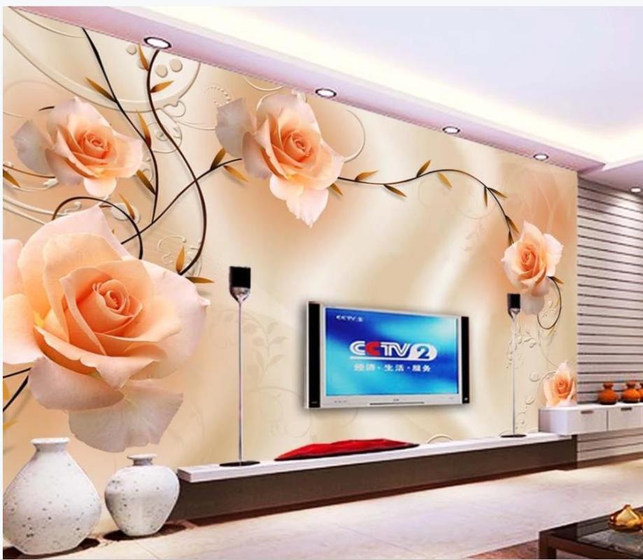 

Modern Custom 3D Wallpaper Rose vine yellow background wall TV Backdrop Bedroom Photo Wall Paper 3D1, As pic