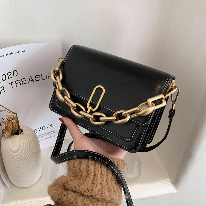 

Small PU Leather Crossbody Bags for Women 2021 Women's Chain Handbags and Purses Female Messenger Shoulder Bag 6865, Black