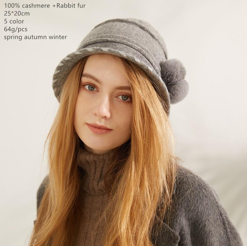 

Naizaiga 100% cashmere Dome brim knitted hat warm fisherman WHITE grey black camel women winter hat , SN273
