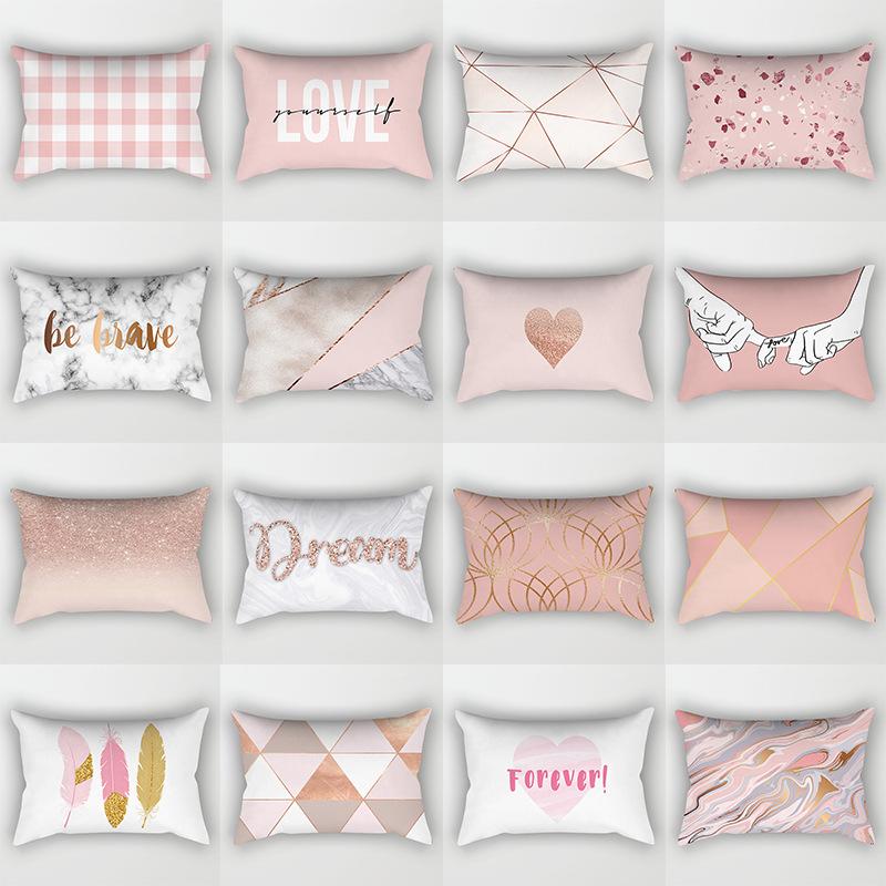 

30cmx50cm Polyester Fiber Rose Gold Geometric Lumbar Pillow Sofa Cushion Home Decorative Pillows Cover, Drd223-21