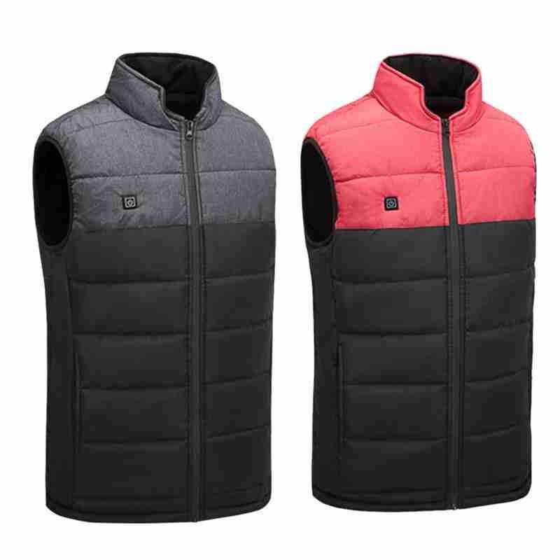 

1pcs Heating Vest Men Jacket Waistcoat Electric Heated Winter Warm Cotton Down Coat Outwear Outdoor Unisex Fashion Design, Grey
