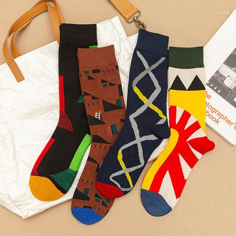 

Hip Hop Men's Socks Fashion Geometric Happy Socks Long Cotton Sport Skateboard Autumn Winter High Quality1, Yellow