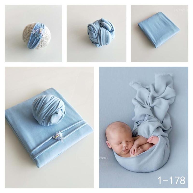 

Fashion 3pcs/set Bean bag photography blanke+ Wrapped cloth +headwear newborn photography prop for baby photo studio1, Blue