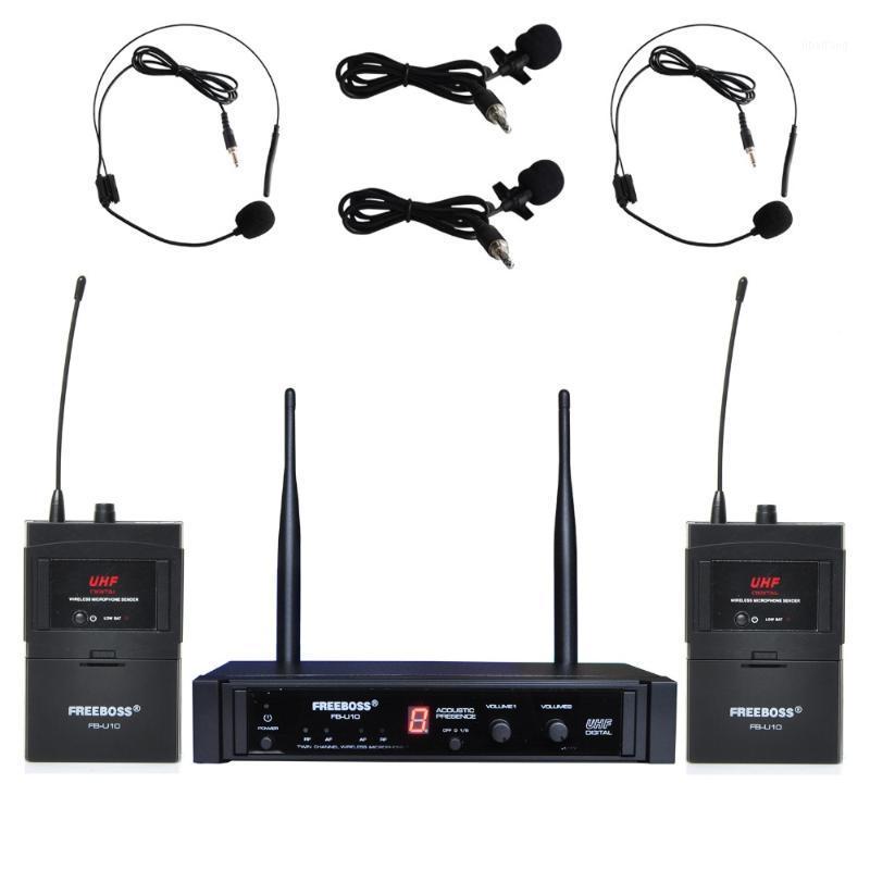 

Freeboss FB-U10H2 Dual Way Digital UHF Wireless Microphone with 2 Lapel 2 Headset microphone Bodypack Transmitter1
