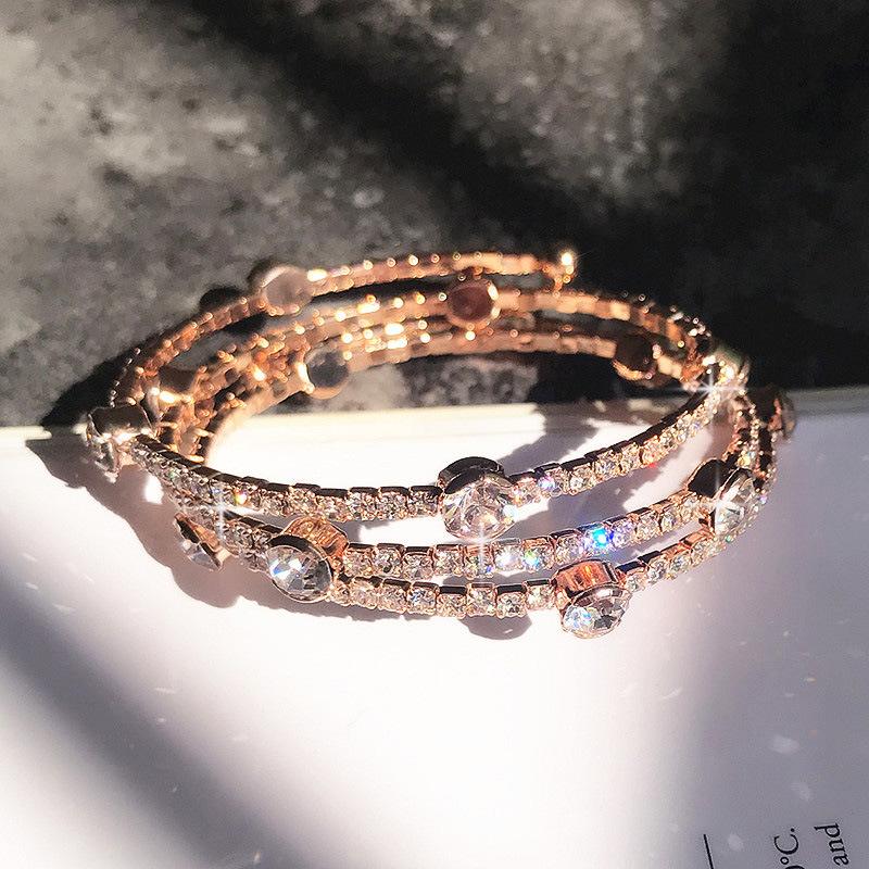 

2021 New Bracelet Rhinestone Crystal Bracelet Temperament Hot Style Wrap Multilayer Bracelets For Women Feminino Jewelry