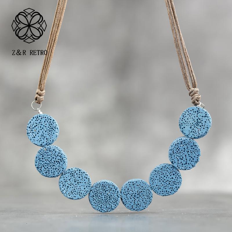 

Colorful Volcanic Stone Chain Chokers Women's Jewelry Neck Suspension Decoration Necklaces Unusual Statement Gifts For Birthday