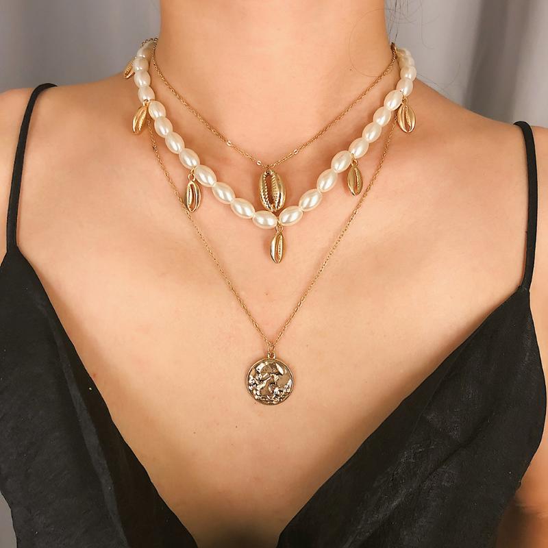 

Diomedes Metal Vintage Multilayer Color Shell Multilayer Necklace Ladies Jewelry Gifts Wholesale Drop Shipping Jun19