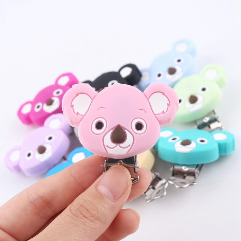 

50pcs Cute koala Silicone Pacifier Clip Teething Accessories Dummy Clip For DIY Pacifier Clips Chains Nursing Soother Clips Kid