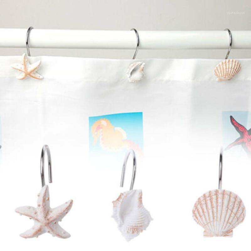 

12-piece bathroom decoration shell shower curtain curtain hook window hanger 2019 FD1