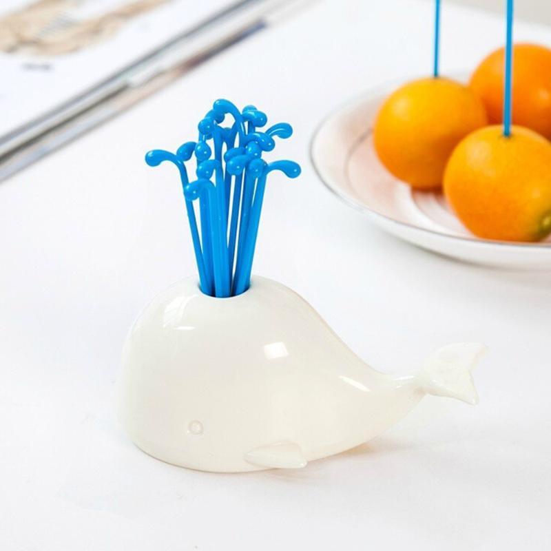 

Cute Whale Fruit Fork Plastic Fruit Pick Kids Bento Lunch Snack Cake Dessert Fork For Party Home Kitchen Tableware Decor1