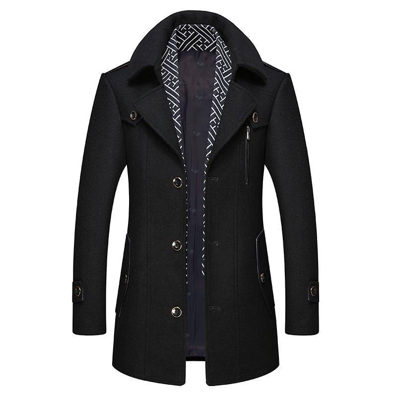 

New winter men's wool coat wash and wear with cotton scarves cloth coat a undertakes to male woolen cloth, Black